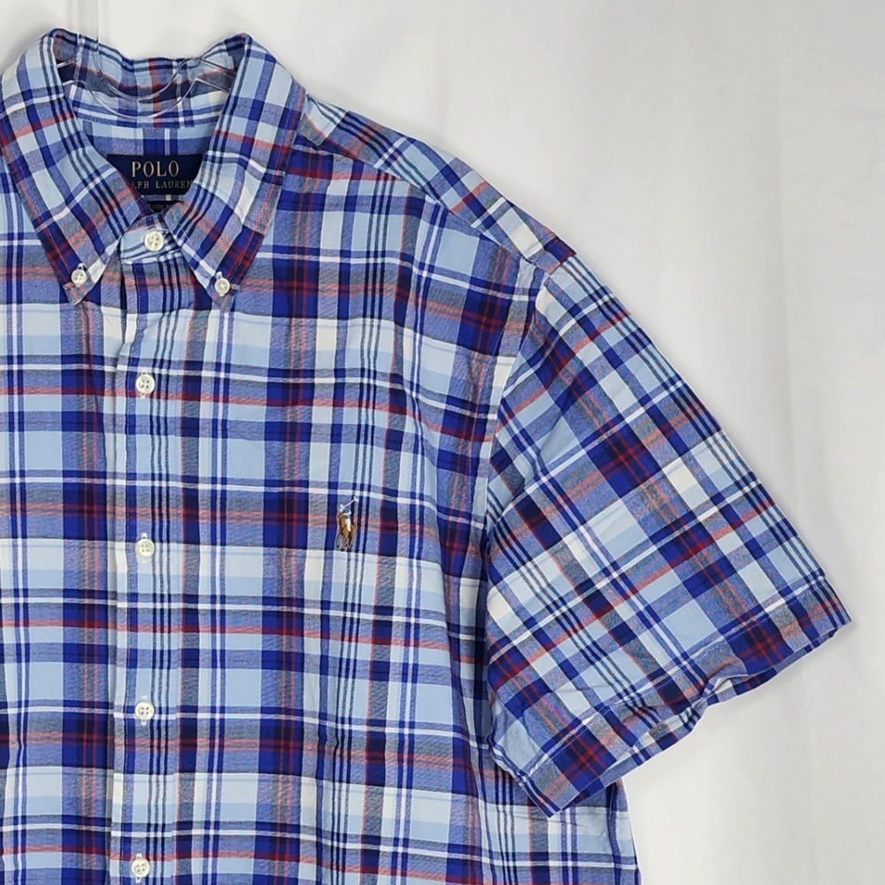 Polo Ralph Lauren Mens‎ Plaid Short Sleeve Button Down Shirt XL Classic Preppy